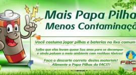 Coleta de pilhas e baterias para reciclagem é tema de campanha do curso de Administração da FACIT