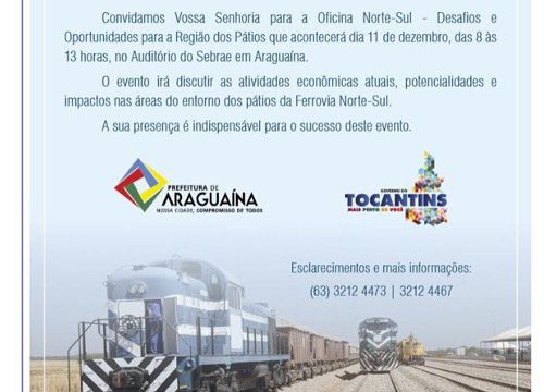 Ferrovia Norte-Sul será tema de oficina em Araguaína